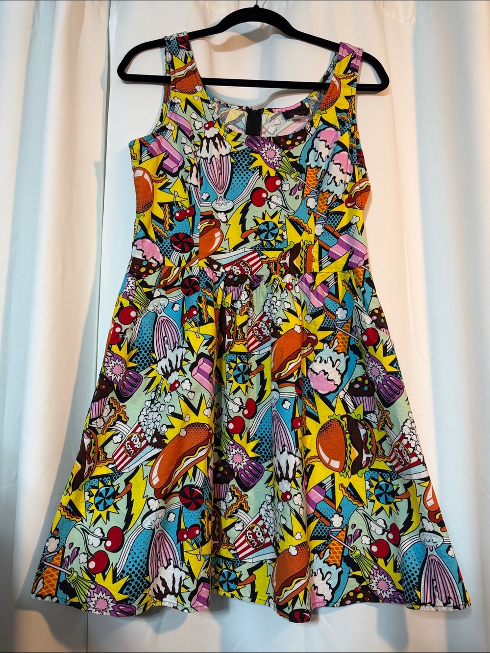 Folter ModCloth Good Enough to Eat Comic Junk Food A/Line Dress SZ L B13